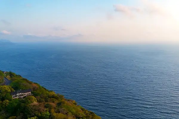 駿河湾に突き出す現地の一角の写真